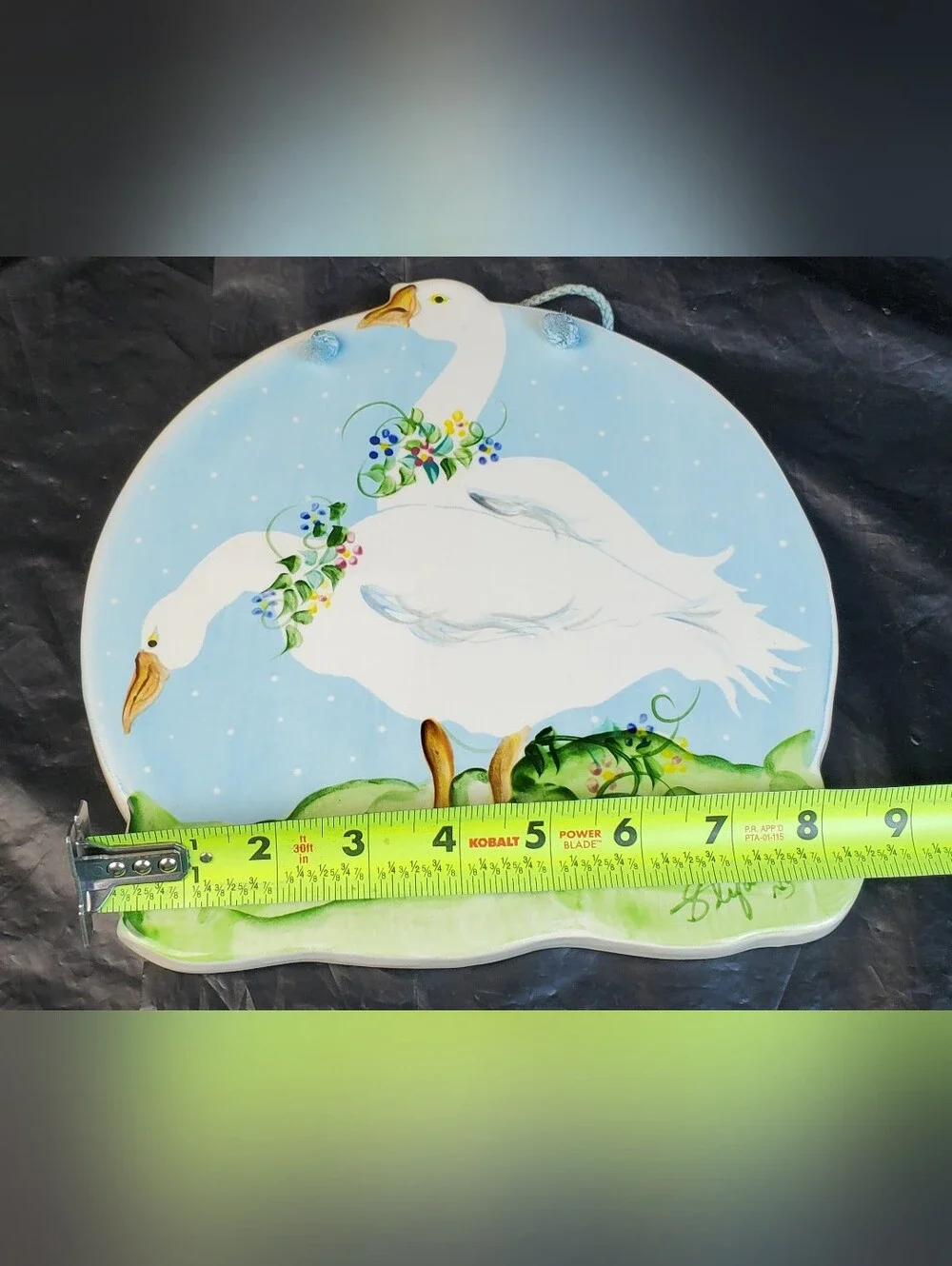 Stefan NY VTG Handmade Ceramic Painted Geese Hanging Trivet Cottagecore - GUC